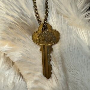 Gold Giving Key Engraved Necklace
